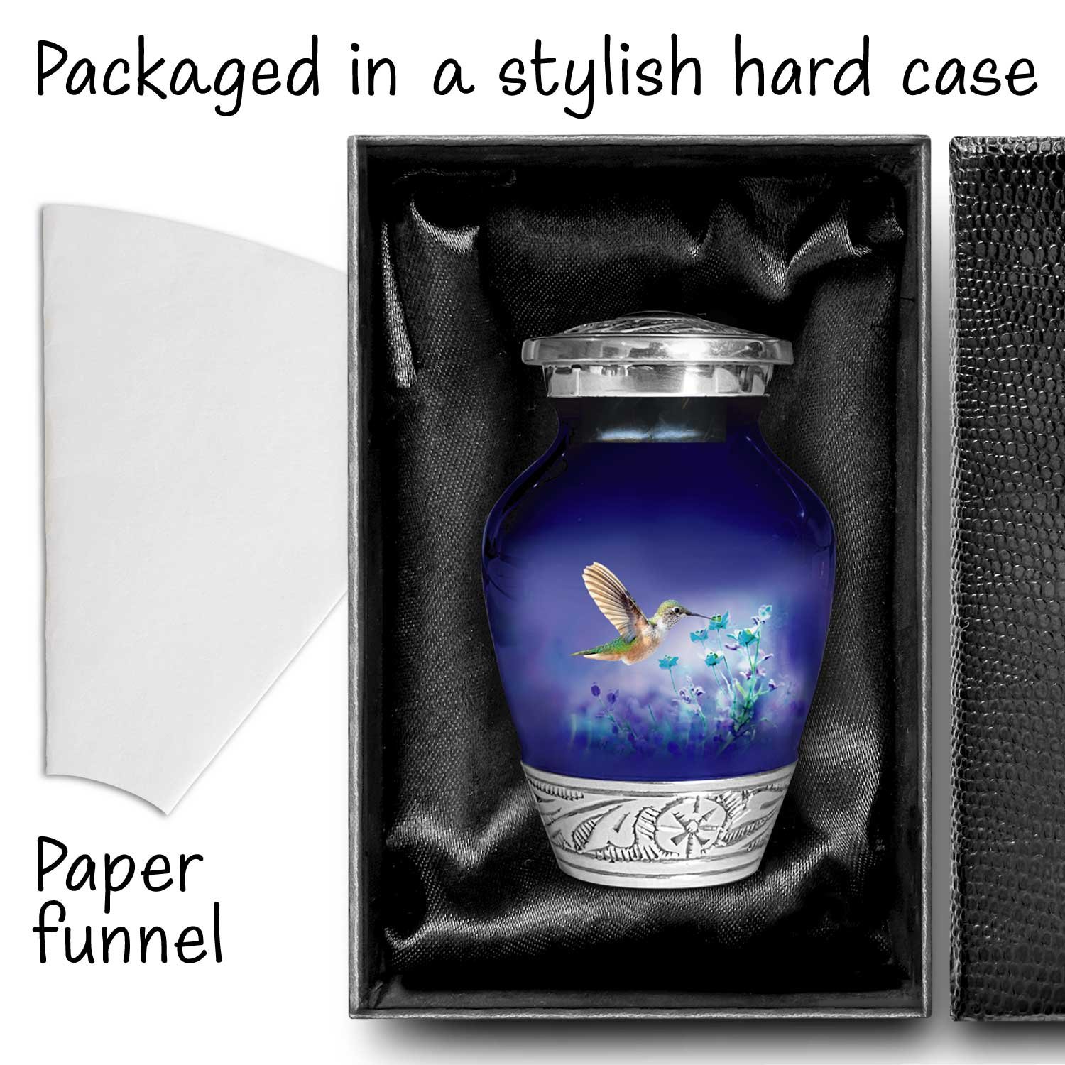 Cremation Urn Adult Human Ashes Large Handcrafted Funeral Memorial Remembrance Loved Tribute Metal Lost Died keepsake nature birds hummingbird