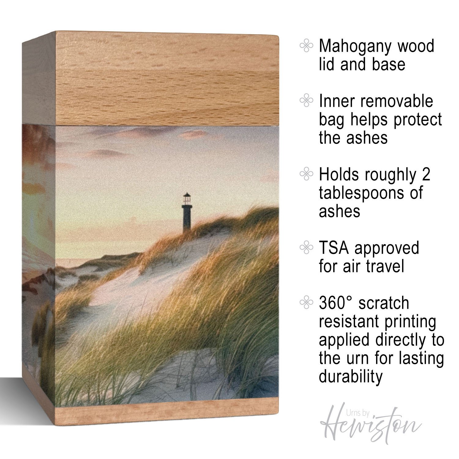 wooden cremation urn for human ashes lighthouse design adult memorial urn crafted from beech wood