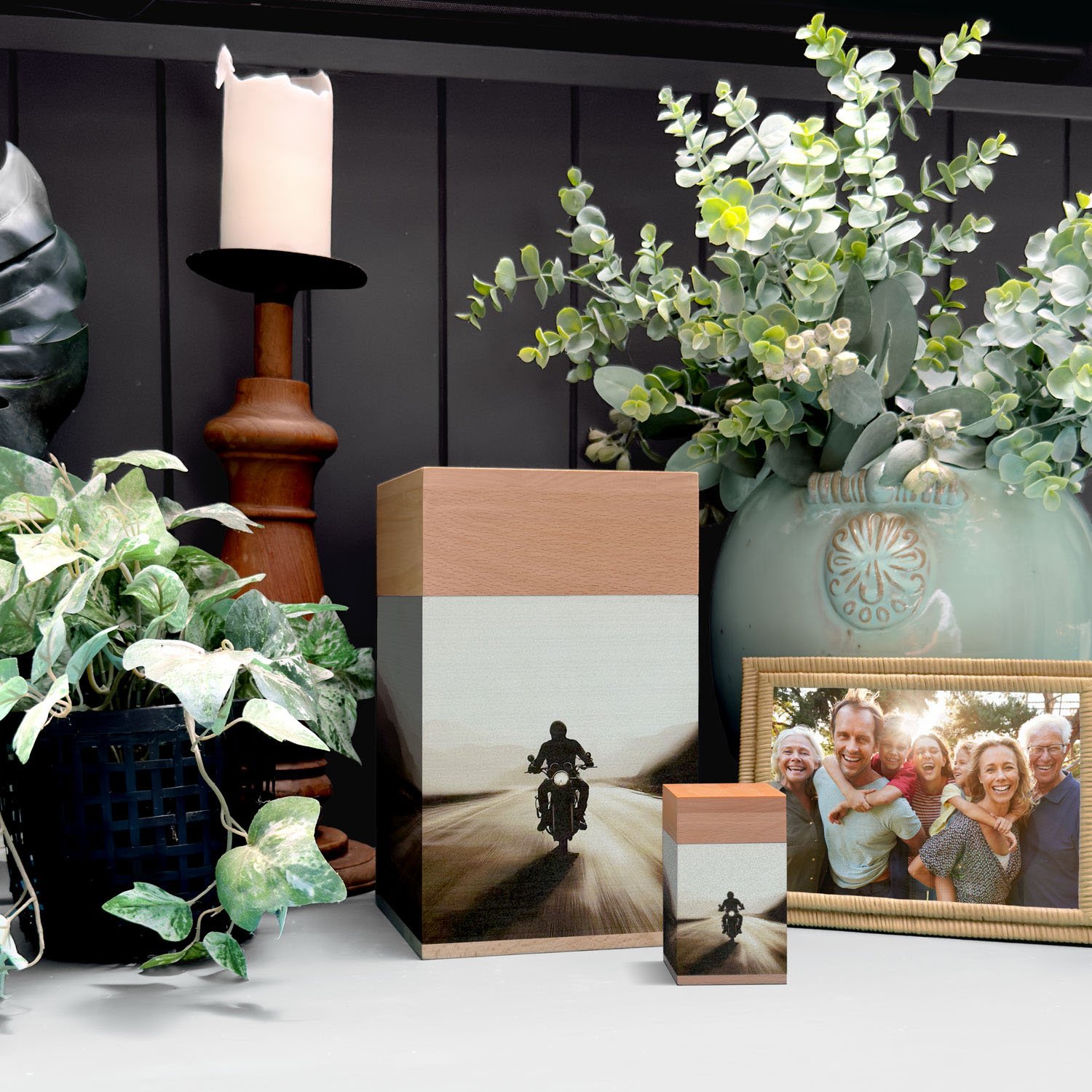 wooden cremation urn for human ashes motorbike design adult memorial urn crafted from beech wood