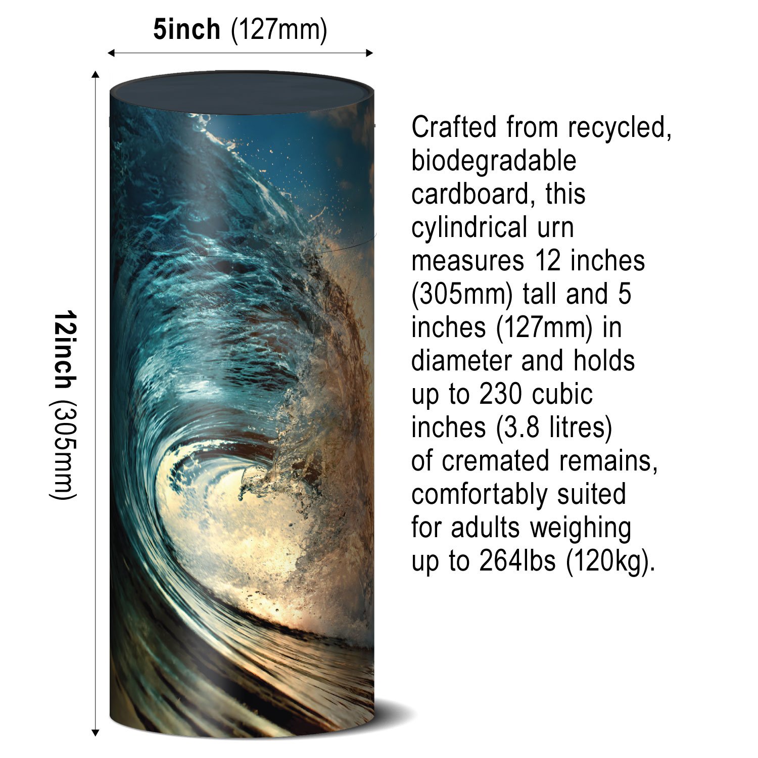 Ocean Wave Scatter Urn - Biodegradable Cardboard Tube - Image 2