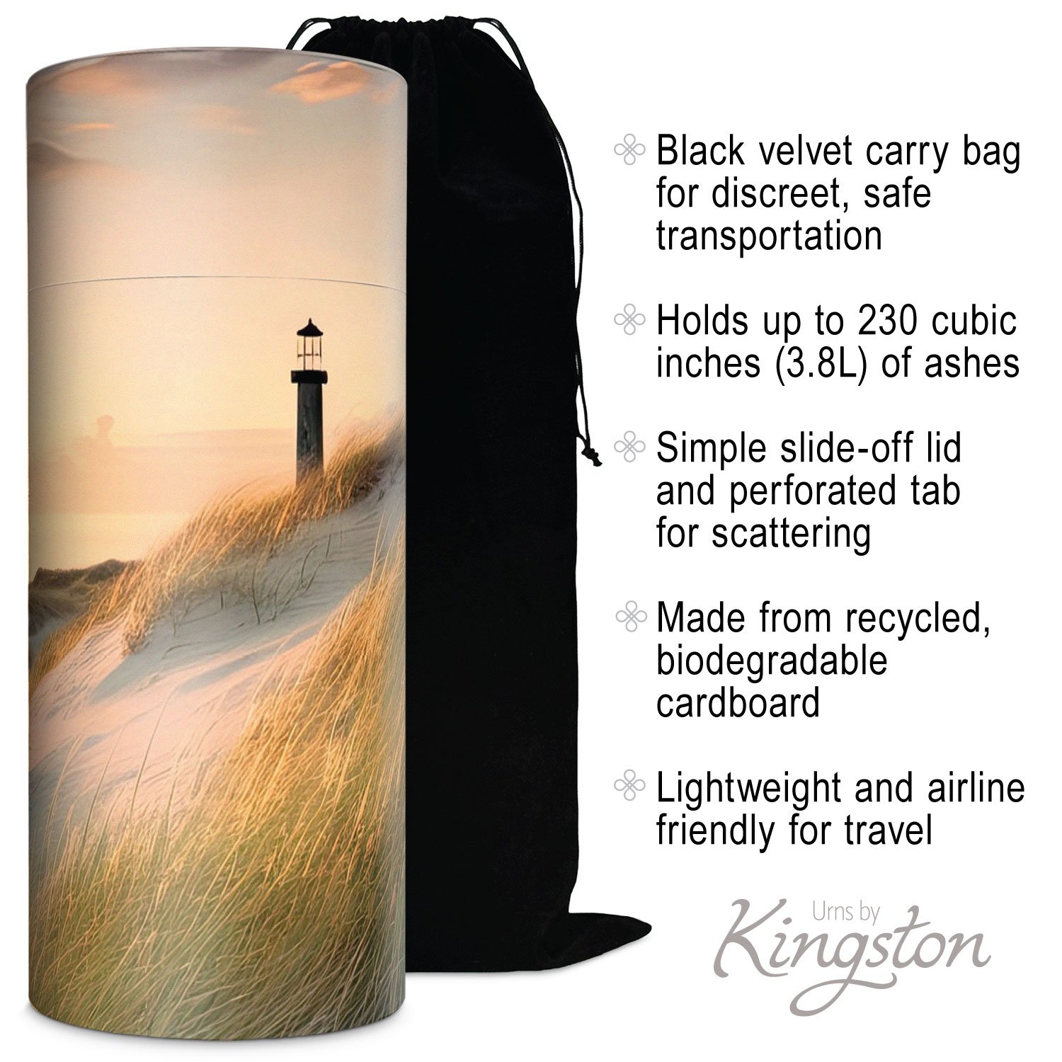 Beach Lighthouse Scatter Urn - Biodegradable Cardboard Tube - Image 4