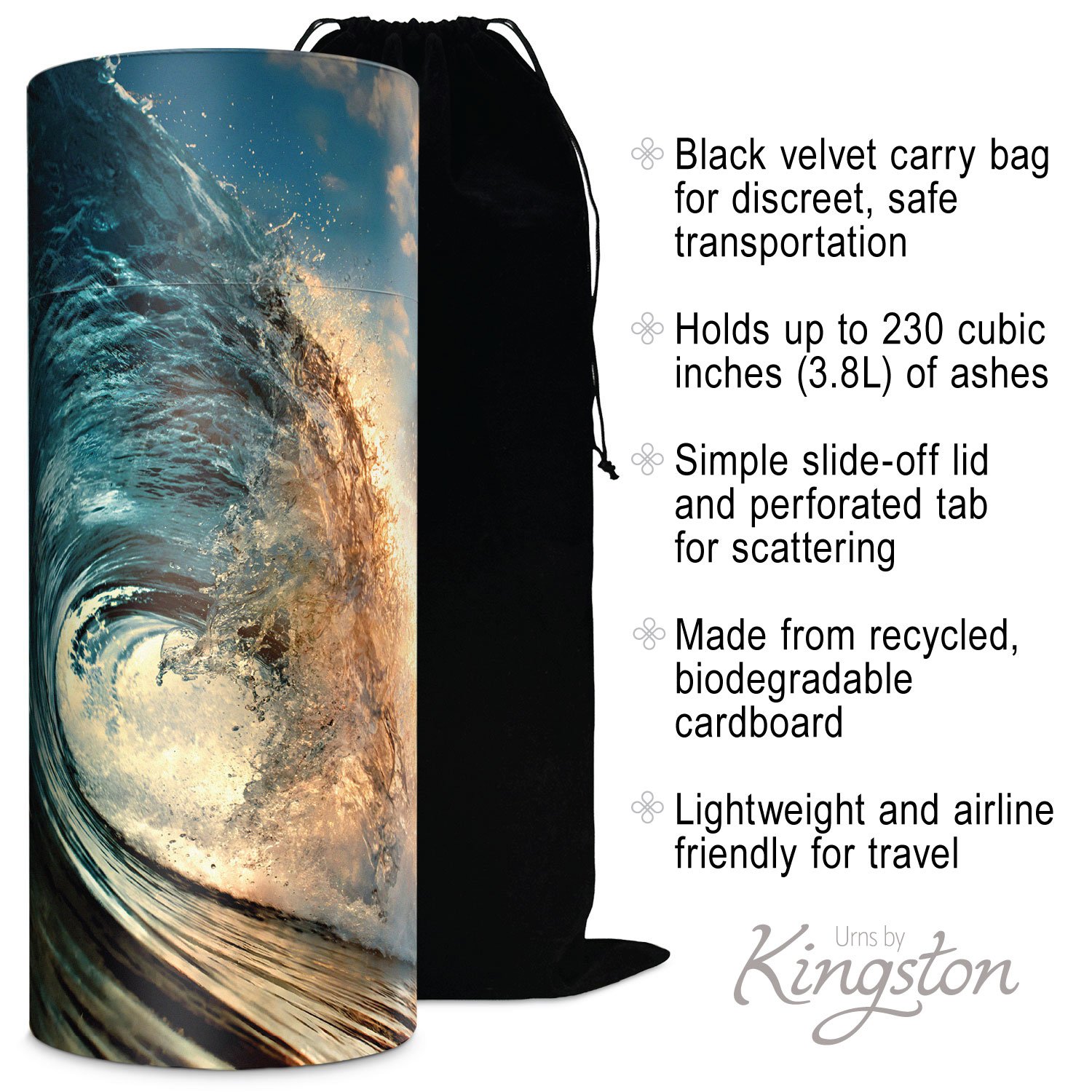 Ocean Wave Scatter Urn - Biodegradable Cardboard Tube - Image 4
