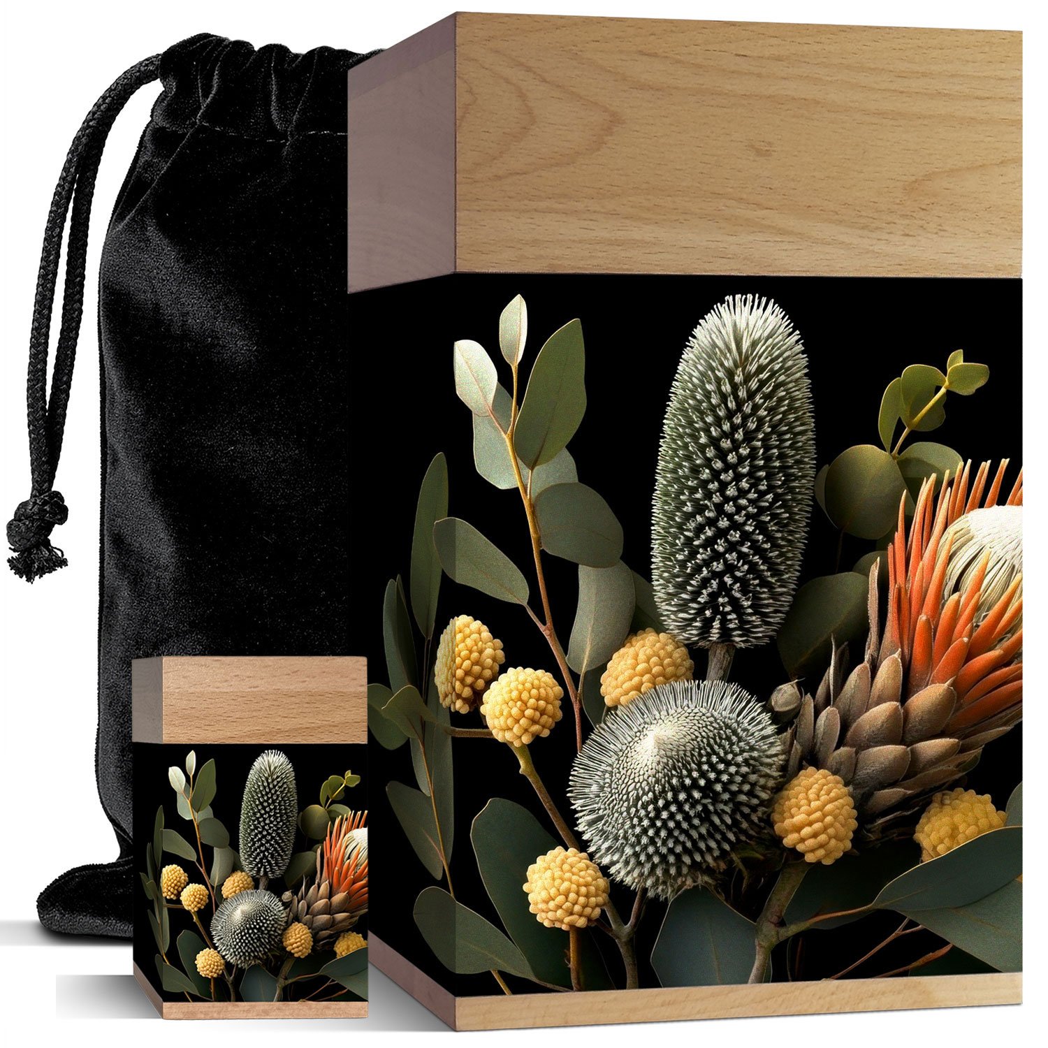 keep-large-bag Wooden Urn for Ashes Adult Male or Female | Large ‘Gone Fishing’ Cremation Memorial | Handcrafted Wood Funeral