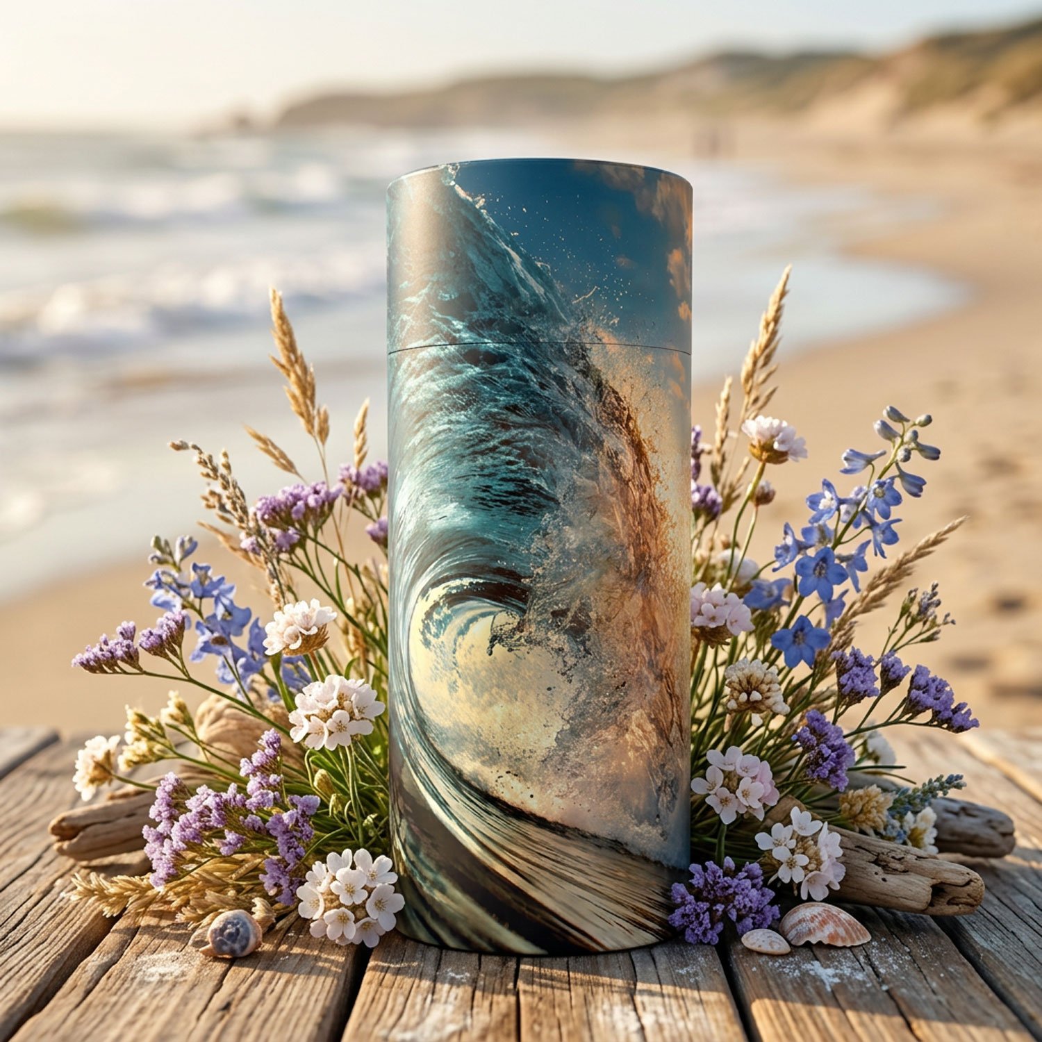Ocean Wave Scatter Urn - Biodegradable Cardboard Tube - Image 5
